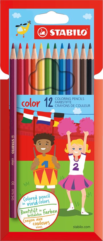 STABILO Color - Kleurpotlood - Intense Kleuren En Makkelijke Kleurafgifte - Etui Met 12 Kleuren
