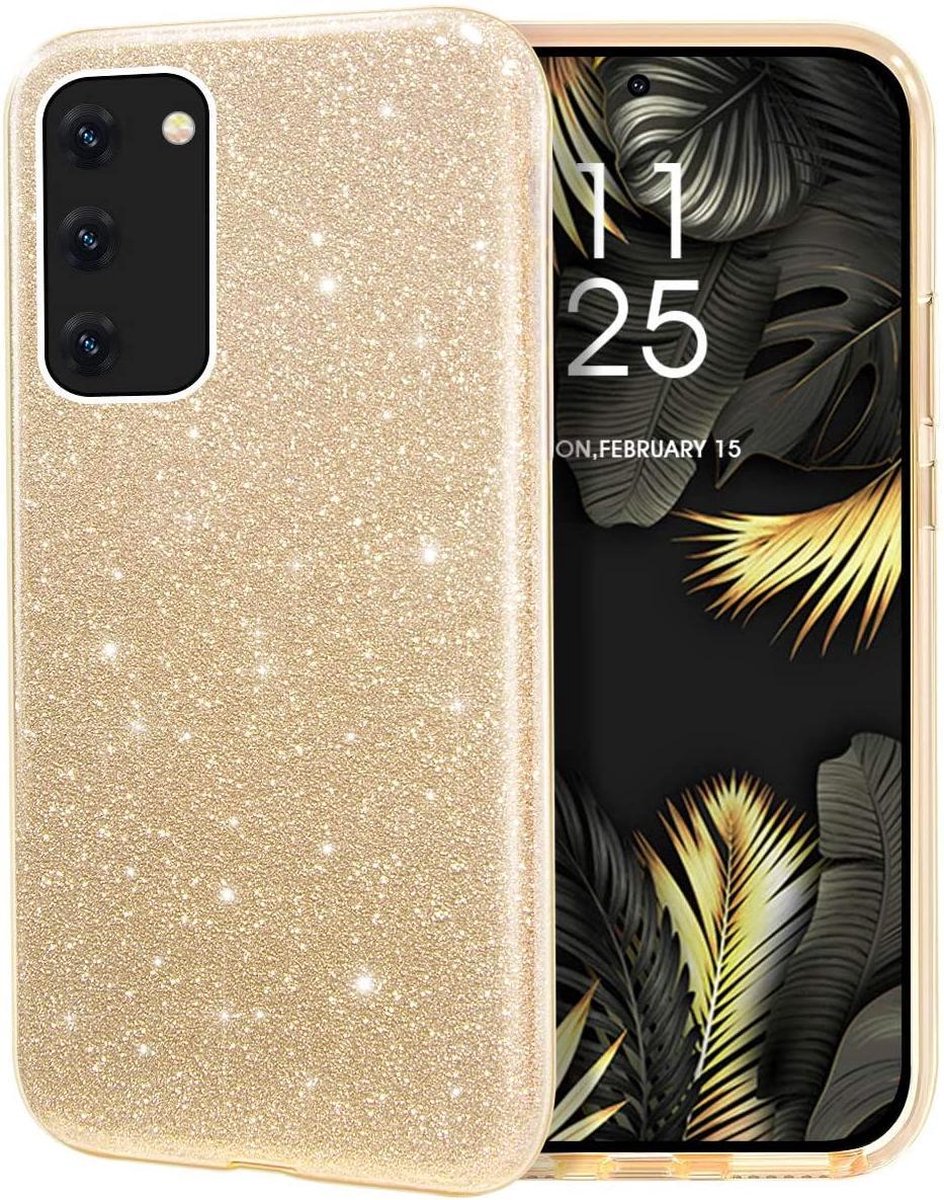 HB Hoesje Geschikt voor Samsung Galaxy A42 5G - Goud - Glitter Back Cover