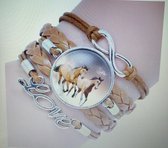 Lederen armband paarden bruin; Infinity.