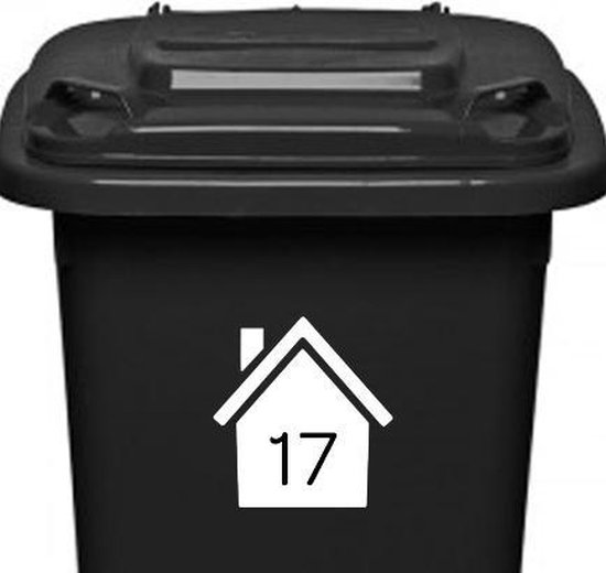 Klikosticker - met uw huisnummer - wit - weerbestendig - container kliko stickers -14,5 x 15,5 cm - cijfersticker - vuilnisbaksticker