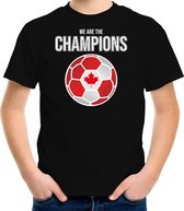 Canada WK supporter t-shirt we are the champions met Canadese voetbal zwart kinderen 158/164