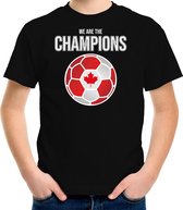 Canada WK supporter t-shirt - we are the champions met Canadese voetbal - zwart - kinderen - kleding / shirt XL (158-164)