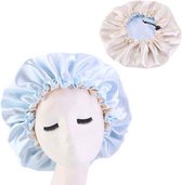 Satijnen slaapmuts - Satin bonnet - Bonnet - Slaapmuts - Nachtmuts - Sleep cap - Satijn - Tweezijdig te dragen - Volwassenen - Kinderen - Haarverzorging - Lichtblauw