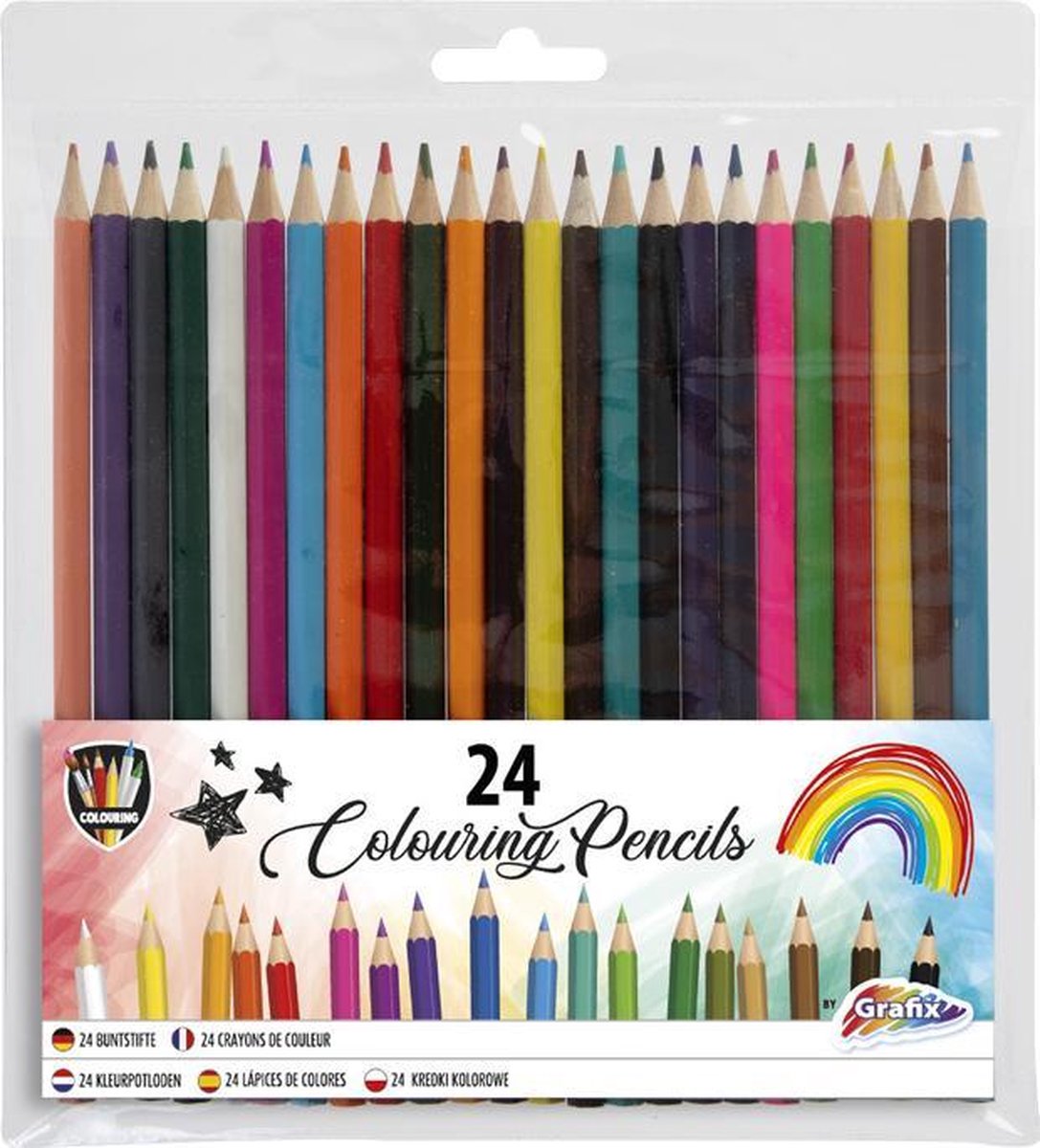 Afbeelding van product Kleurpotloden 24 stuks | Grafix | in etui - kleuren voor kinderen