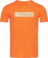 FitProWear Heren Slim-Fit T-Shirt Block - Oranje - Maat XL - Casual T-Shirt - Sportshirt - Slim Fit Casual Shirt - Strak shirt - Slim-Fit T-Shirt - Oranje Shirt