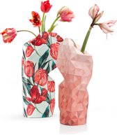 Moederdag cadeau: 2 large paper vase covers - Tulips & Red gradient - Tiny Miracles - Pepe Heykoop