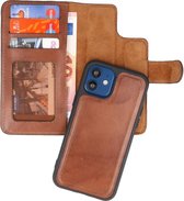 Wicked Narwal | MF Handmade 2 in 1 Leer bookstyle / book case/ wallet case Hoesje voor iPhone 12 Mini Bruin