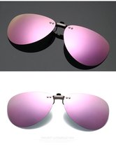 Clip on zonnebril roze / paars Aviator