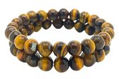 Kralen armband met 6mm kralen. 215mm omtrek tijgeroog natuursteen set van 2