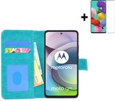 Motorola Moto G 5G Hoesje - Motorola Moto G 5G Screenprotector - Motorola Moto G 5G Hoes Wallet Bookcase Turquoise + Screenprotector