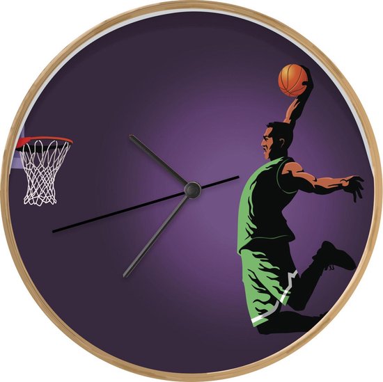 Voorrecht Medic Kapitein Brie Klok Basketbal illustratie Ø 30 cm - Een illustratie van een basketballer  die... | bol.com