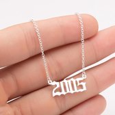 Vigos Jewelry Ketting - Jaartal 2005 Zilver kleur - Geboortejaar - Moederdag - Verjaardag - Cadeau voor haar - Sieraden - Vrouw - Moeder - Dames - Meisjes