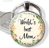 Akyol - World's best mom Sleutelhanger - Mama/Moeder - mama - Moederdag - Leuke kado voor je moeder - Geschenk - Liefde - 2,5 x 2,5 CM