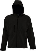 SOLS Heren Replay Hooded Soft Shell Jacket (ademend, winddicht en waterbestendig) (Zwart)