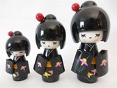 Kokeshi Set Zwart- 3 stuks- Japans