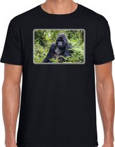 Dieren shirt met apen foto - zwart - voor heren - natuur / Gorilla aap cadeau t-shirt - kleding 2XL