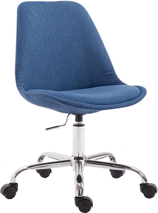 Bureaustoel - Stoel - Scandinavisch design - In hoogte verstelbaar - Stof - Blauw - 48x54x91 cm