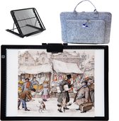 Diamond Painting Lightpad - A3 Tekenbord - LED Lightbox - Lichtbord met Maatvoering - Dimbaar 3 standen - Tekentafel - Lichttafel – Lichtbox - Professionele standaard - Tas