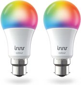 INNR Connected bulb B22 - ZigBee 3.0 - Set van 2 lampen Multicolor + White instelbaar - 1800K tot 5600K Instelbare intensiteit.
