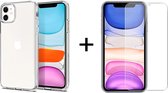 iParadise iPhone 12 hoesje siliconen case transparant hoesjes cover hoes - 1x iPhone 12 screenprotector
