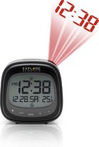 Explore Scientific RDW3007S Radio gestuurde digitale projectiewekker | Groot Touchscreen Display | Datum aanduiding | Binnen thermometer | Zwart - Grijs