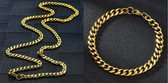 Ketting + Armband Set - Cuban Link Dikke Schakel - Goud kleurig - 5mm - Ketting Mannen - Armband Mannen - Ketting Heren - Armband Heren - Valentijnsdag voor Mannen - Valentijn Cade