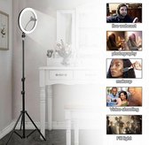 Tripod Camera Statief 2M met LED Ring Lamp 33cm - LED Ring Light 12inch Inclusief Bluetooth shutter – HiCHiCO®