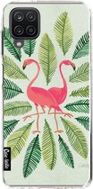 Casetastic Samsung Galaxy A12 (2021) Hoesje - Softcover Hoesje met Design - Flamingos Green Print