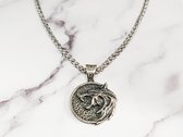 Mei's | Lacy The Wolf ketting | mannen ketting / The Witcher ketting / sieraad mannen | Stainless Steel / 316L Roestvrij Staal / Chirurgisch Staal | 50 cm / School of the Wolf / zilver