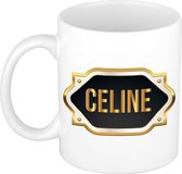 Celine naam cadeau mok / beker met gouden embleem - kado verjaardag/ moeder/ pensioen/ geslaagd/ bedankt