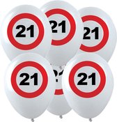 24x Ballons d'anniversaire Age avec panneau stop 21 ans imprimé 28 cm