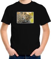 Dieren shirt met jaguars foto - zwart - voor kinderen - natuur / jaguar cadeau t-shirt M (134-140)