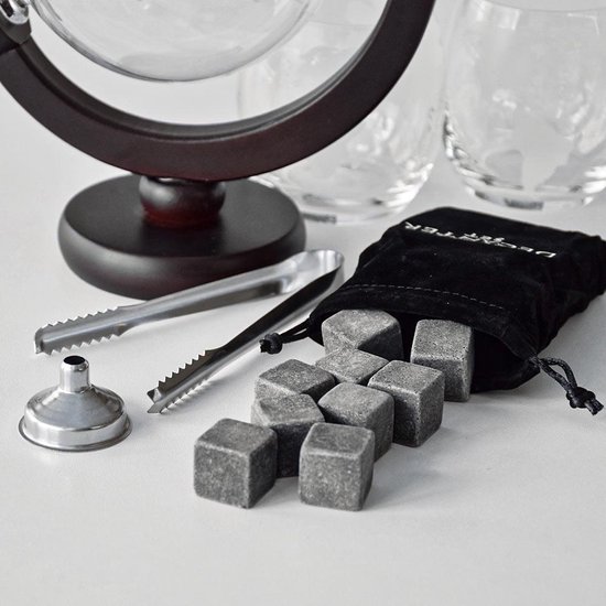 MikaMax Whiskey Globe Decanter Deluxe set - 0,9 L - Incl. 2 verres