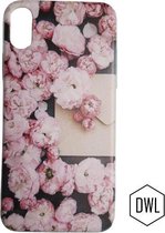 DWL design backcover Hoesje TPU voor iPhone X/10 – pioen pioenroos roze Bloemen Print  - mooi bloemen printje - back cover trendy print - achterkantje bescherming rug  - mode trend