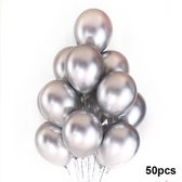 Luxe Ballonnen set - 50 stuks - Chrome Metal look - Latex - Feestdecoratie - Verjaardag - Party Balloons - Feestje  - Zilver