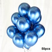 Luxe Ballonnen set - 50 stuks - Chrome Metal look - Latex - Feestdecoratie - Verjaardag - Party Balloons - Feestje  - Blauw