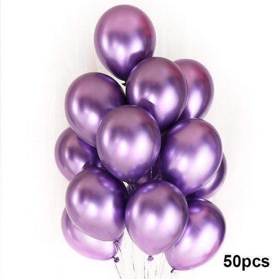 Luxe Ballonnen set - 50 stuks - Chrome Metal look - Latex - Feestdecoratie - Verjaardag - Party Balloons - Feestje  - Paars