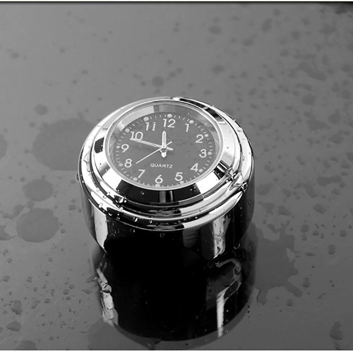 Horloge de Guidon de Moto,7/8 1 Argent Étanche pour Moto Support de Guidon  Montre
