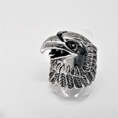 Stoer RVS 3D - Amerikaanse - Eagle - ring - design Eagle met open bek. in maat 19. Ook zeer geschikt als duimring.