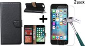 iPhone SE 2022 hoesje bookcase / iPhone SE 2020, 7, 8 hoesje wallet case Zwart - iPhone SE 2020, hoesje bookcase Portemonnee- iPhone 7, 8 Hoesje book cover hoesjes met 2 pack Scree