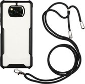 Xiaomi Poco X3 / X3 Pro Hoesje met Koord Back Cover Keycord Zwart