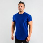 T-shirt - curved - blauw - Medium - men