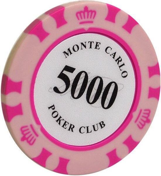 Thumbnail van een extra afbeelding van het spel 5 stuk Professionele Upscale Klei Casino Texas Poker Chips 14G waarde 5000