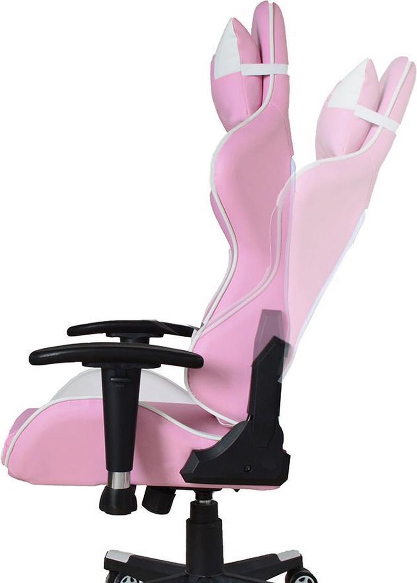 Afbeelding 3 van Gamestoel Thomas - bureaustoel racing gaming - ergonomisch - roze wit