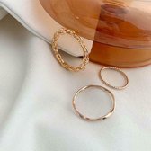 Nixnix - Set van 3 koperen vergulde ringen