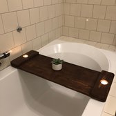 Landelijke bad plank 80 cm breed! | laptop / Tablet / Ipad plank voor in bad | gemaakt van gerecycled pallethout | kleur: Wenge