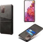 Samsung Galaxy S20 FE hoesje - MobyDefend Lederen Backcover Met Vakjes Voor Pasjes - Zwart - GSM Hoesje - Telefoonhoesje Geschikt Voor: Samsung Galaxy S20 FE