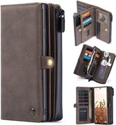 Caseme Samsung Galaxy S21 Luxe Multi Portemonnee Hoesje - Coffee