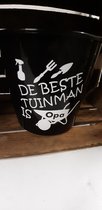 Emmer - Tekst - 5 liter - De beste tuinman is opa - Zwart - Kado - Gift