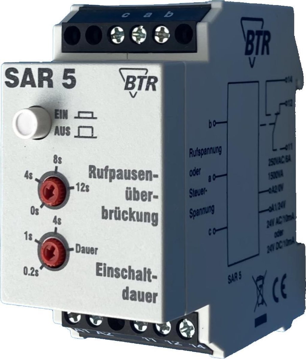 TELEFOONBEL-INSCHAKELRELAIS SAR-5 - instelbare schakelduur - 24v